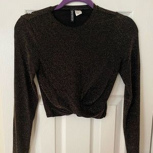 Gold and Black Sparkly Crop Top